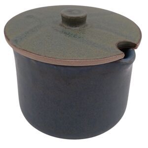 Stoneware Pottery Sugar Bowl / Spice Seasoning Jar with Lid 2 3/4" Tall